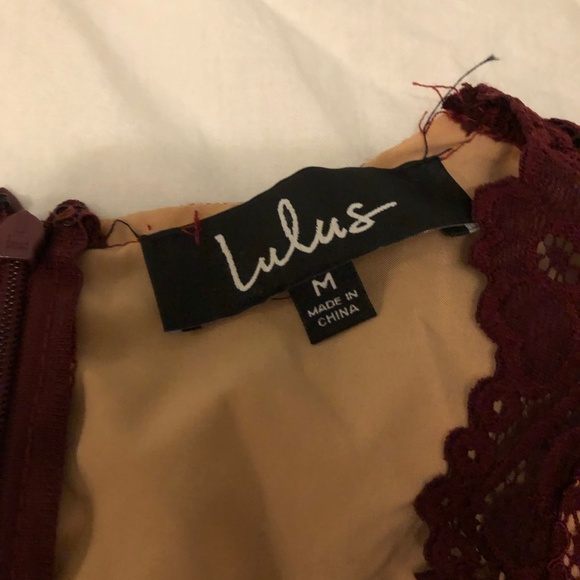 Lulu's Burgundy Lace Dress - Picture 2 of 4
